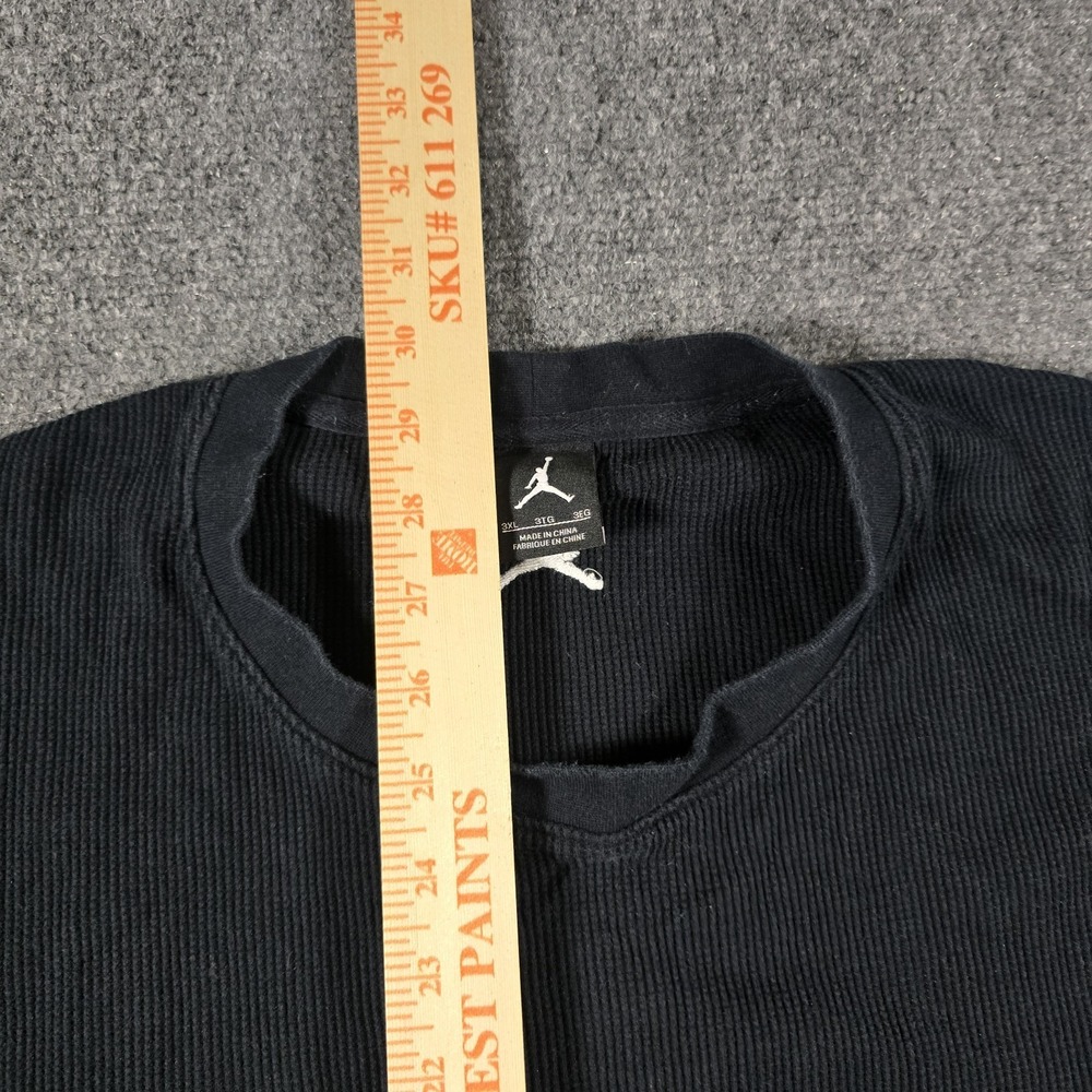 Jordan Thermal Waffle Knit Shirt Mens 3XL Black Long Sleeve Crewneck Y2K Retro - Picture 9 of 12